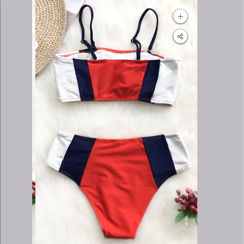NWT Tricolor Bandeau Bikini - Picture 2 of 4